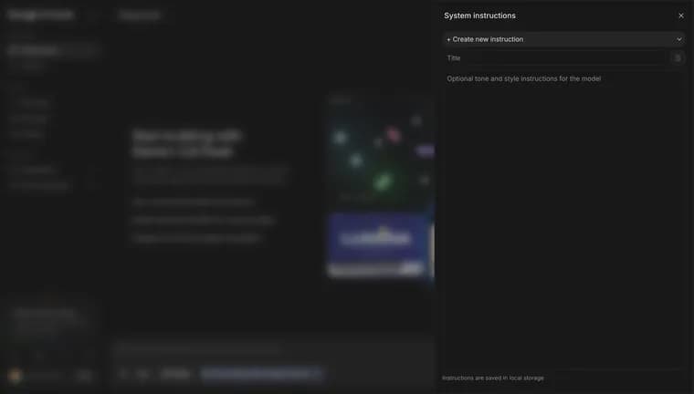 Instructions in Google AI Studio, zoomed in