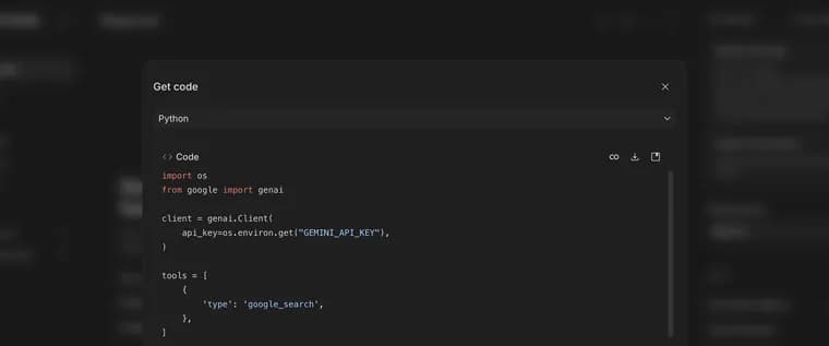 Language in Google AI Studio, zoomed in