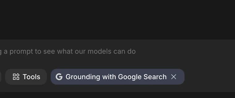 Active tool in Google AI Studio, zoomed in