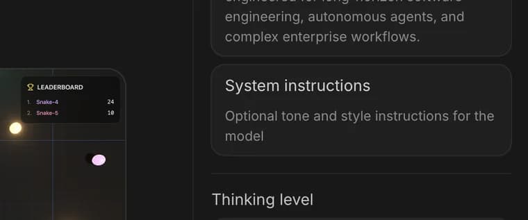 System instructions in Google AI Studio, zoomed in