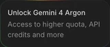Upgrade card icon in Google AI Studio