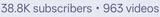 Subscribers and videos icon in YouTube