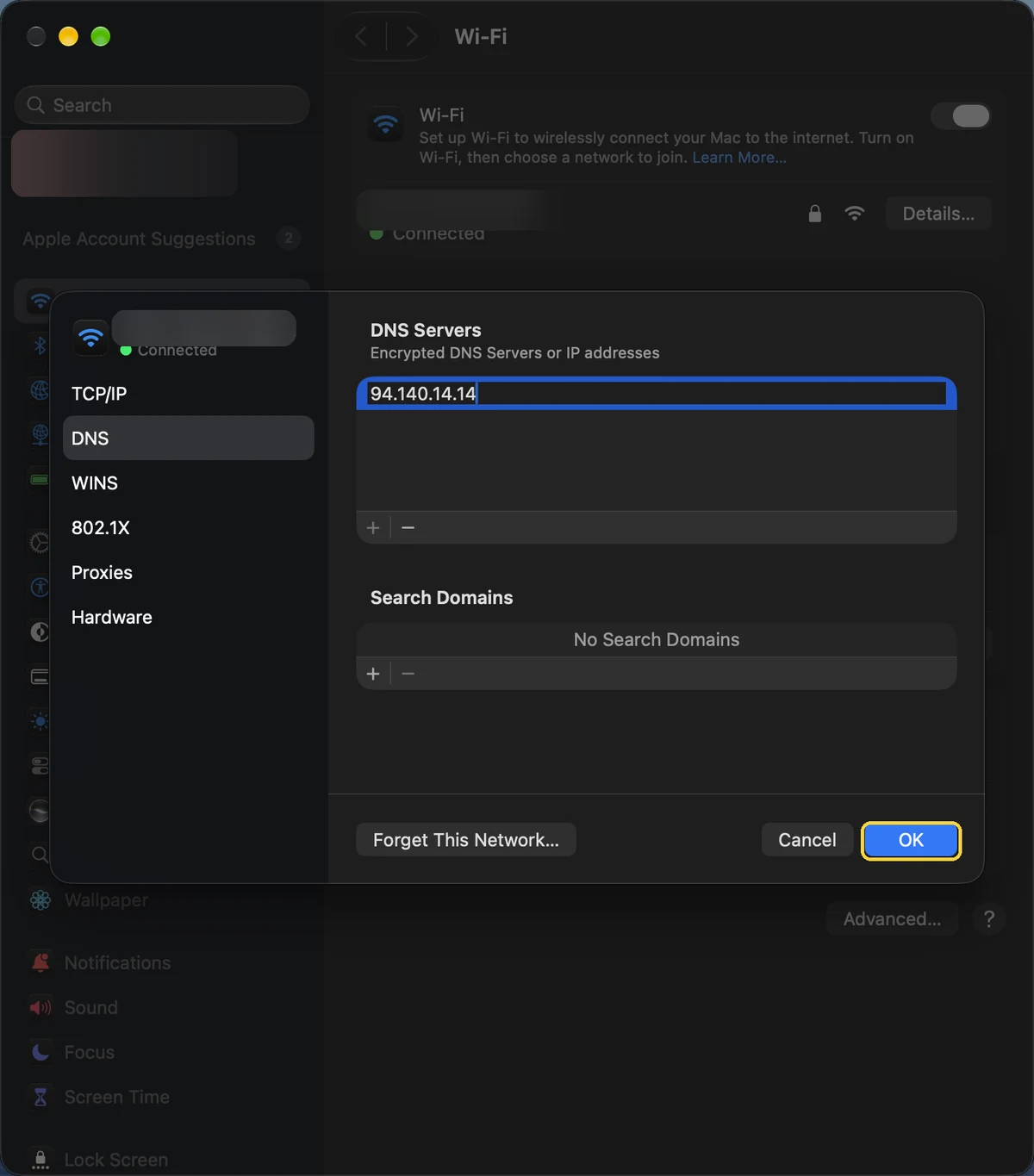 Mac, step 4: Type the address and click OK