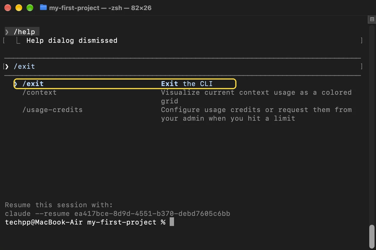 Claude Code, step 24: Quit Claude Code
