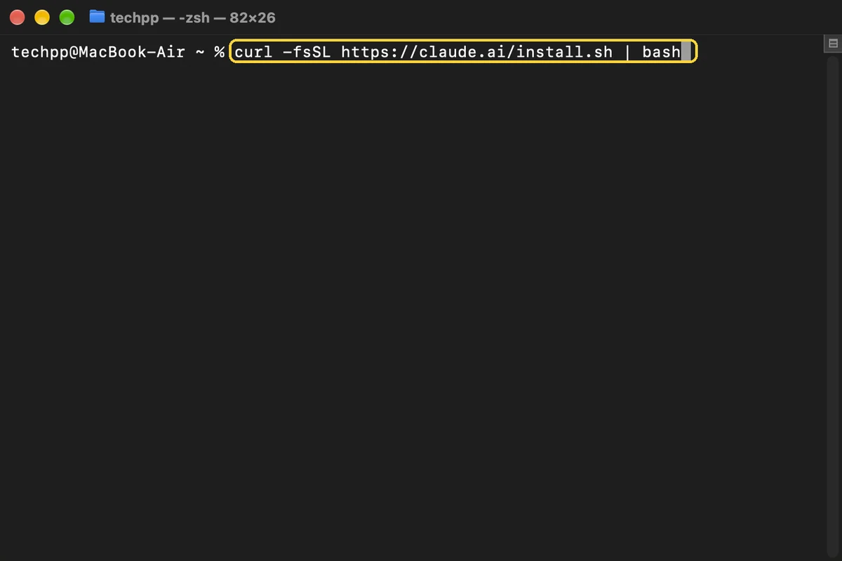 Claude Code, step 2: Paste the install command