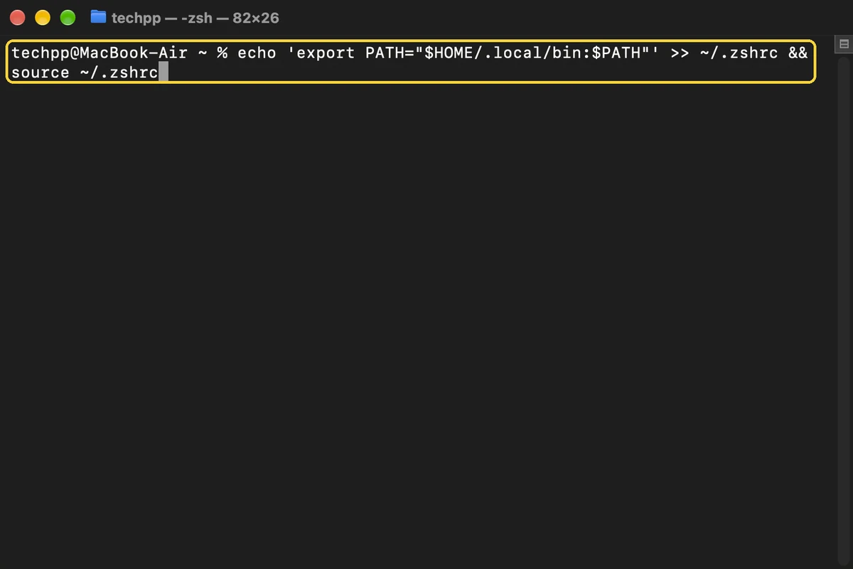 Claude Code, step 5: Paste the PATH command