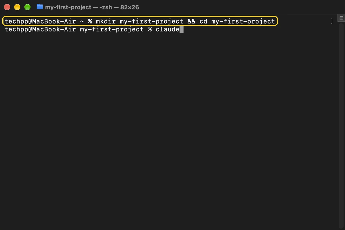 Claude Code, step 7: Make a project folder