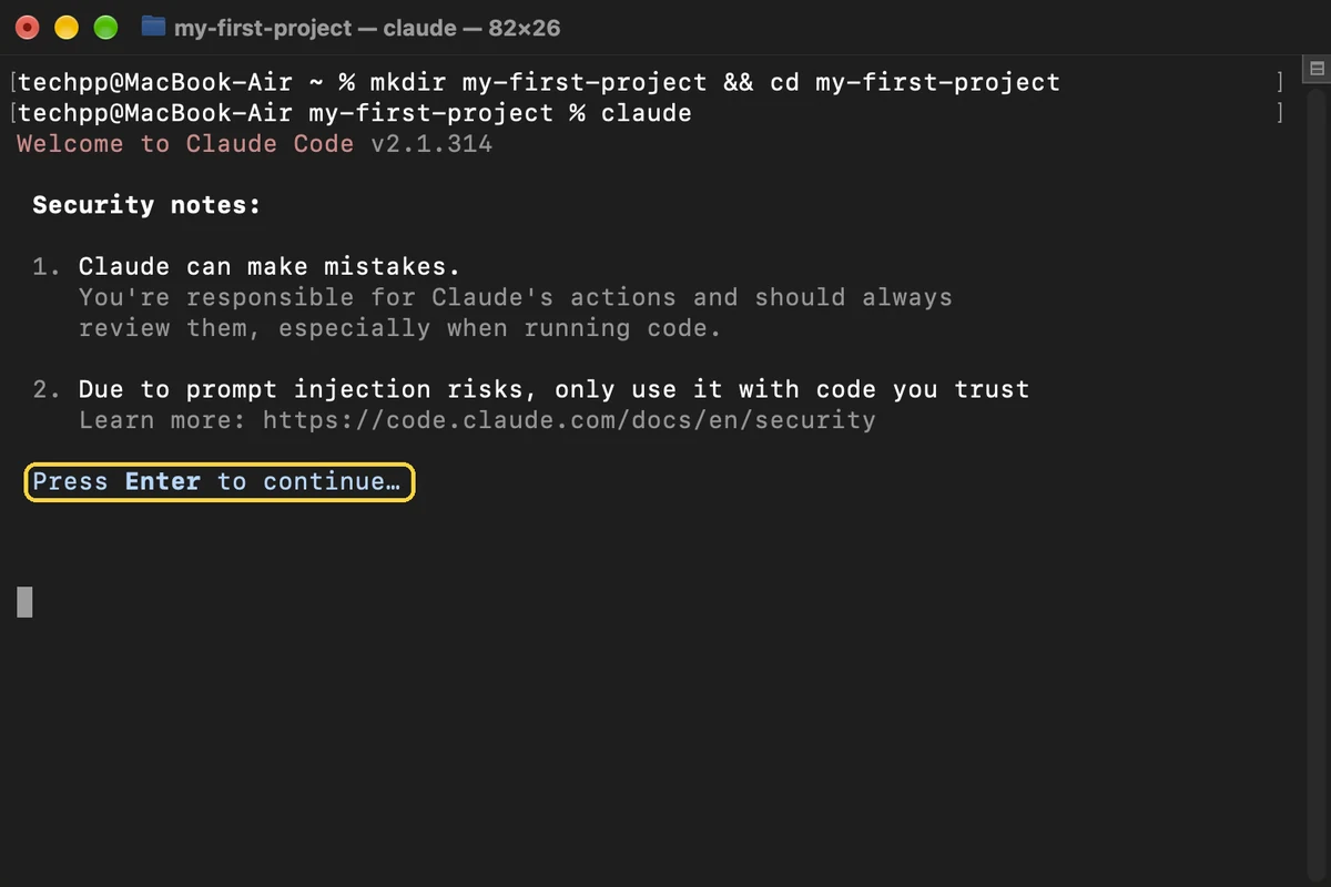 Claude Code, step 12: Read the security notes