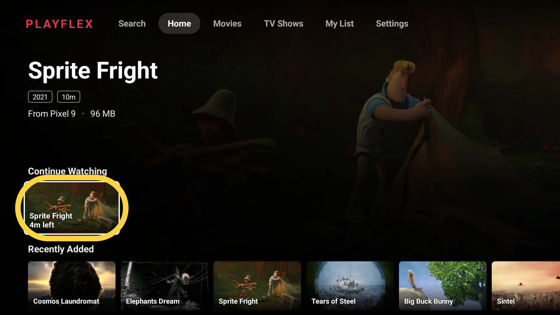 Continue Watching on the TV with Sprite Fright, 4m left