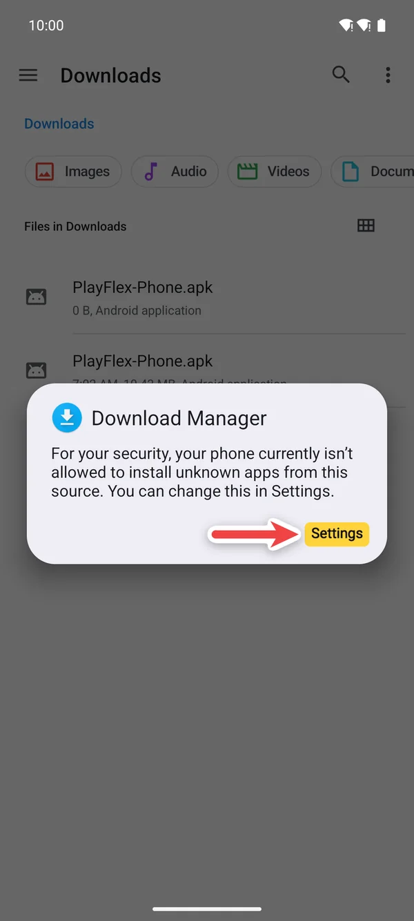 Android's message that the phone isn't allowed to install unknown apps from this source