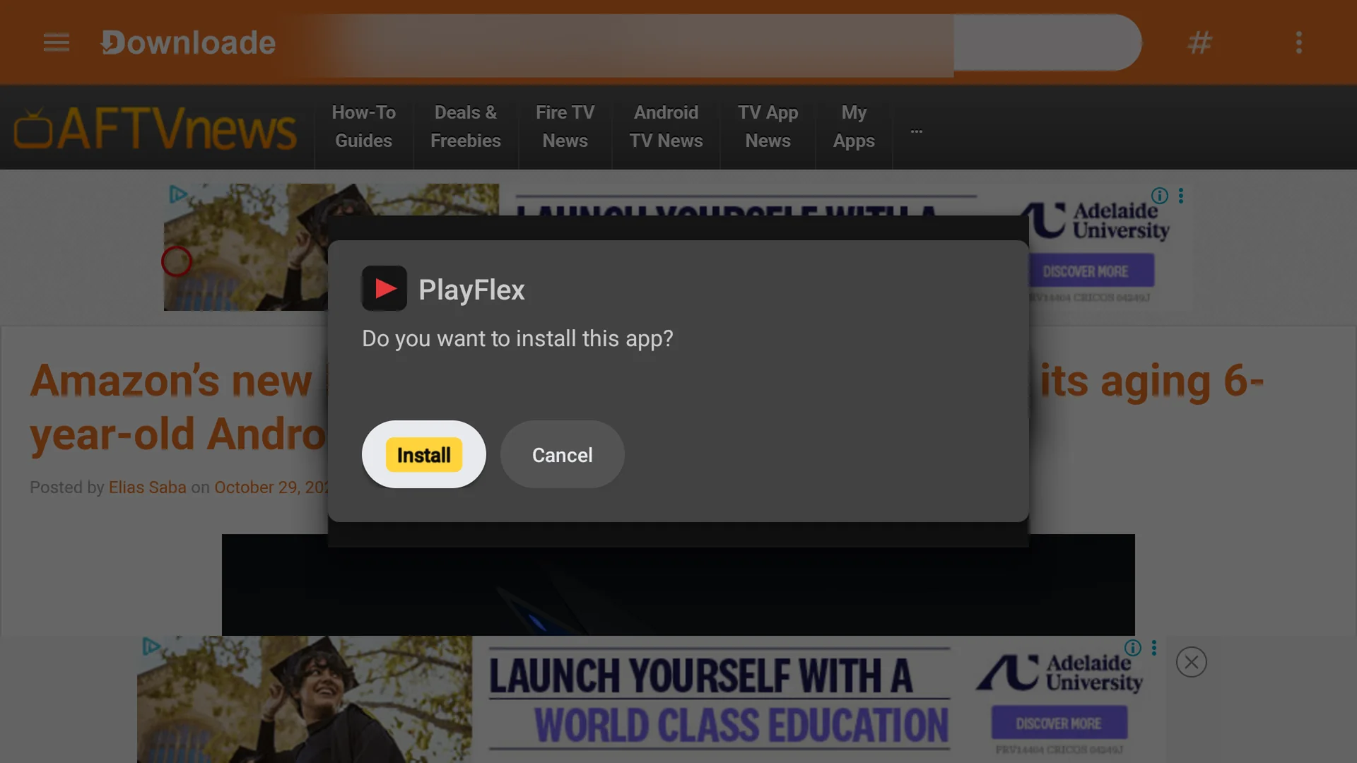 Do you want to install this app? with Install selected