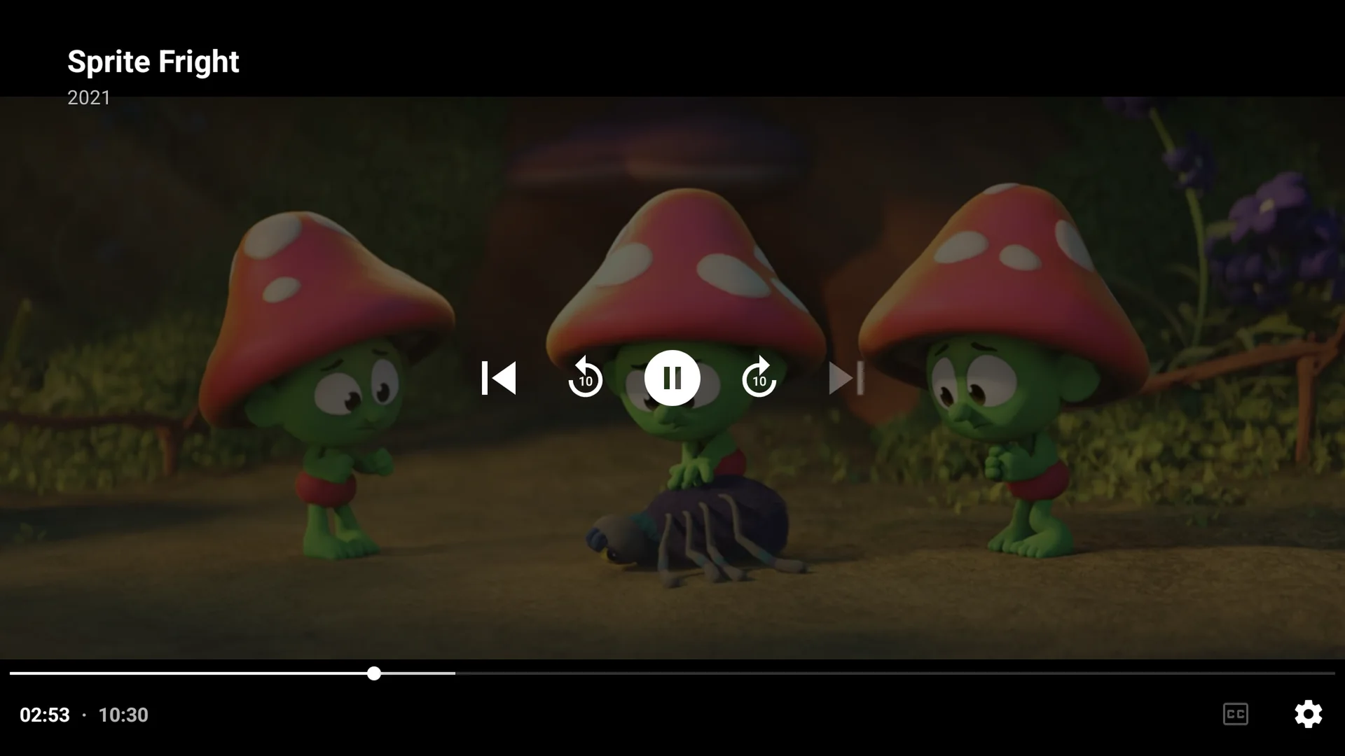 The TV showing the player controls after skipping