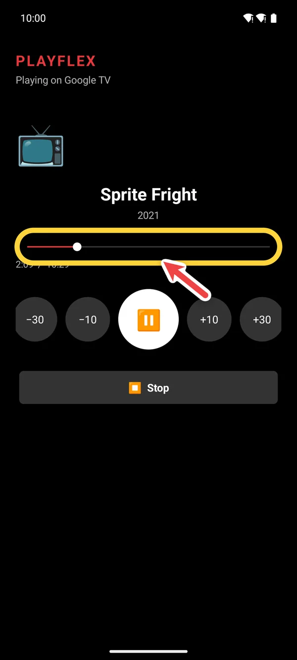 The phone remote with the progress bar highlighted